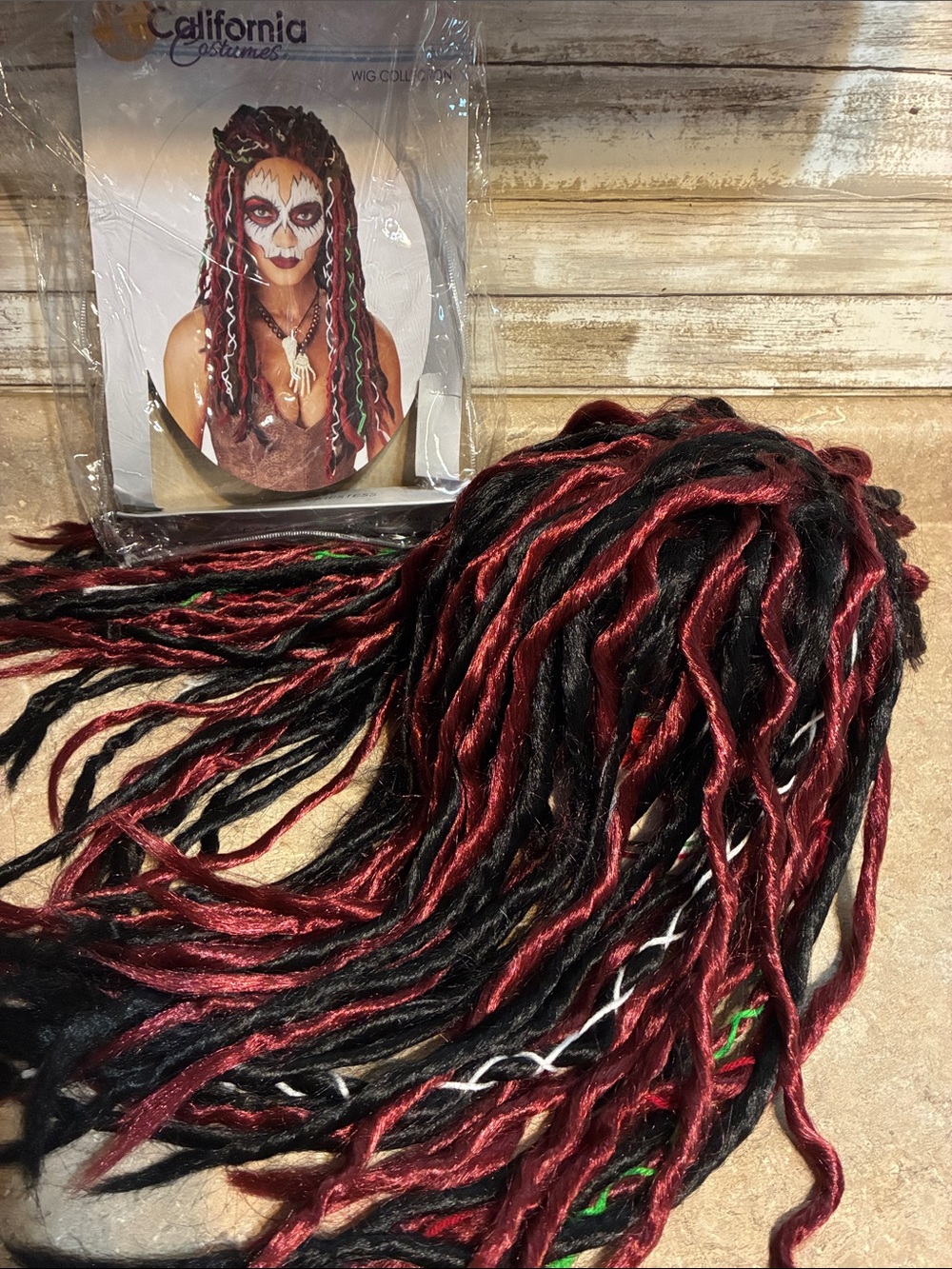 California Costumes Halloween Black, Red & Green Dreadlock Wig
